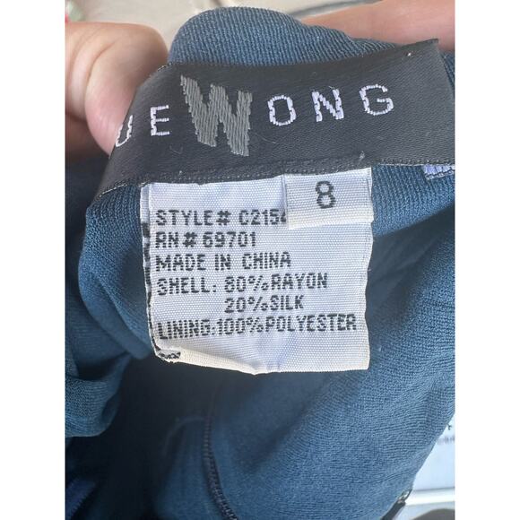 VTG Sue Wong Blue Silk Blend Beaded Dress Ruffle Hem Sz 8 Y2K Whimsical Fairy - Picture 8 of 13